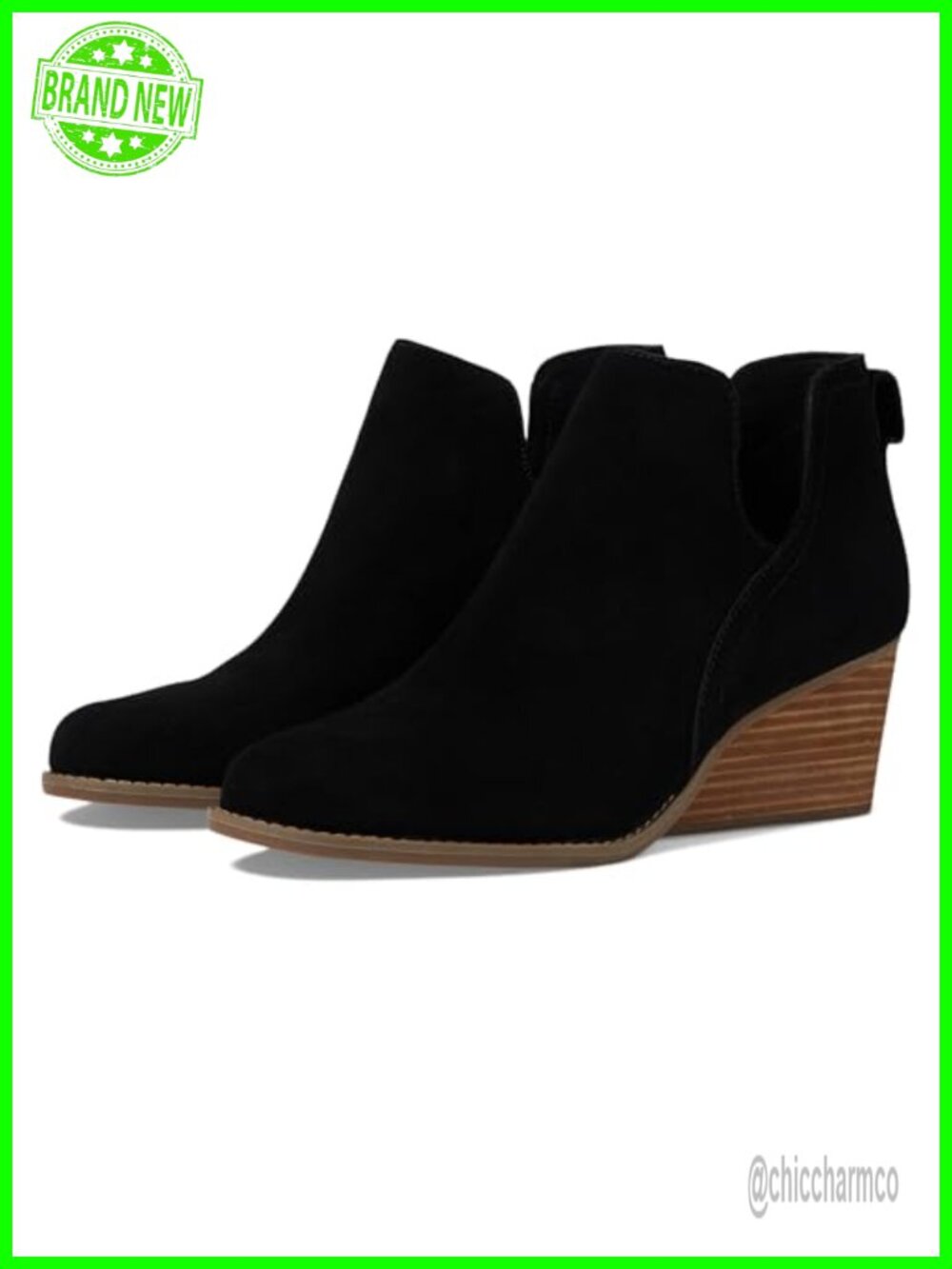 TOMS Gwen Suede Wedge Ankle Bootie Slip-On Casual Boot